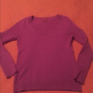 Fuchsia ribbed scoop sweater